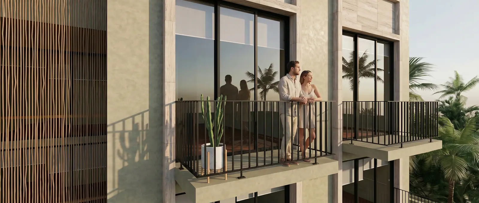 Balcón de suite al atardecer